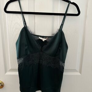 WAYF Dark Green Lace Trim Cami Top